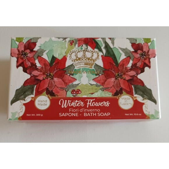 Winter Flowers Handmade Bath Bar 10.5 oz Made in Tuscany Italy Designer Soap Bar - Picture 7 of 8